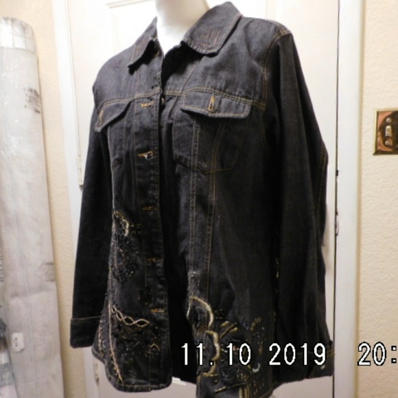 Laura Ashley Denim Rhinestone Jacket - Picture 3 of 7